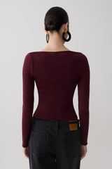 Coraline Long Sleeve Sheer Top - Burgundy