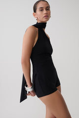 Jemma One Shoulder Tie Top - Black