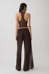 Aspyn Slinky Gathered Wide Leg Pants - Chocolate