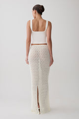Courtney Crochet Knit Maxi Skirt - Ivory