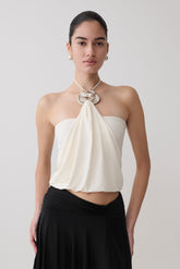 Sade Halter Top With Hardware - Ivory