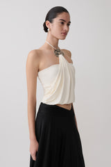 Sade Halter Top With Hardware - Ivory