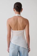 Clea Relaxed Sheer Halter Top - Ivory