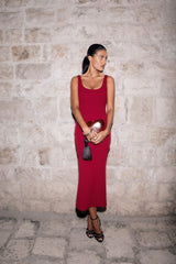 Allyra Scoop Stretch Crepe Midi Dress - Red
