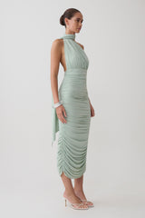 Giannie Draped Midi Dress - Aqua Grey