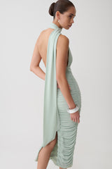 Giannie Draped Midi Dress - Aqua Grey