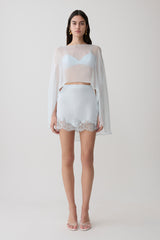 Nina Lace And Satin Mini Skirt - Ice Blue