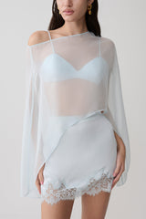 Nina Lace And Satin Mini Skirt - Ice Blue