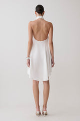 Sydney Asymmetrical Satin Halter Mini Dress - Ivory