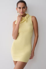 Amilee Scarf Knit Mini Dress - Lemon