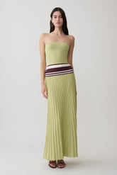 Solaris Strapless Contrast Knit Maxi Dress - Light Olive