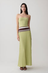 Solaris Strapless Contrast Knit Maxi Dress - Light Olive