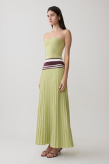 Solaris Strapless Contrast Knit Maxi Dress - Light Olive