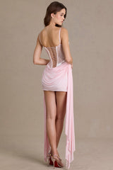 Embellished Lace Corset Mini Dress in Blossom