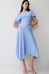 Luu Slinky Midi Skirt - Sea Blue