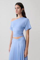 Luu Off Shoulder Slinky Top - Sea Blue
