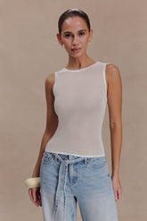 Dollie Sheer Knit Tank Top - Ivory