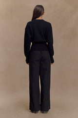 Campbell Cotton Wide Leg Pants - Black