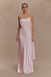 Carah Satin And Chiffon Maxi Dress - Pale Pink