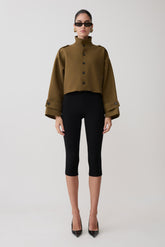 Rue Funnel Neck Bomber Jacket - Khaki