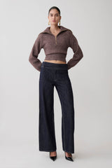 Skylaine Zip Knit Jumper - Brown Marle