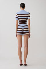 Philly Stripe Knit Short - Chocolate/Blue