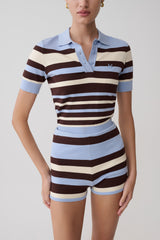 Philly Stripe Knit Short - Chocolate/Blue