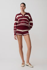 Philly Stripe Knit Short - Burgundy/Cream