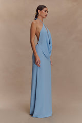 Katalina Chiffon Cowl Halter Top - Sky Blue