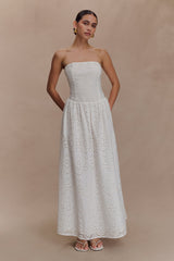 Maureen Broderie Strapless Maxi Dress - White