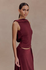 Bridget Slinky Cowl Back Top - Burgundy