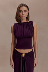Erina Slinky Open Back Top - Aubergine