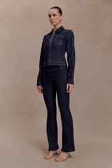 Shelly Flared Denim Jeans - Washed Indigo Blue