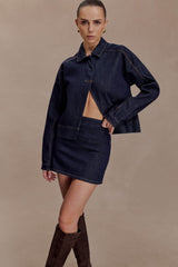 Ellie Denim Mini Skirt - Washed Indigo Blue
