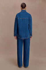 Lioda Oversized Denim Shirt - Dark Blue
