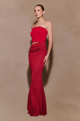 Jasiel Strapless Knit Maxi Dress - Red