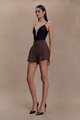 Jasper Sheer Plunge Lace Bodysuit - Black