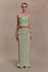 Samira Knit Wired Maxi Skirt - Pastel Green