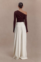 Maelle Off Shoulder Long Sleeve Top - Deep Chocolate