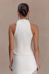 Portia Scuba Sleeveless Top - White