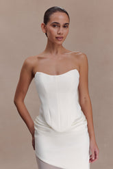 Karina Strapless Scuba Corset - White