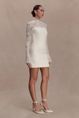 Aurelie Long Sleeve Lace Mini Dress - Ivory