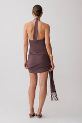 Lucien Cowl Neck Mini Dress - Peppercorn