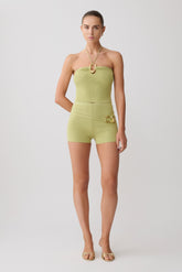 Dimitri Mini Knit Shorts With Belt - Light Olive