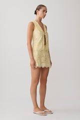 Tessa Broderie Mini Skirt - Lemon