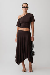 Luu Slinky Midi Skirt - Dark Chocolate
