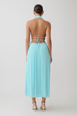 Thien Cowl Halter Midi Dress - Blue