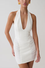 Anari Gathered Scuba Mini Dress - White