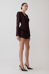 Agatha Suiting Shorts - Plum Pinstripe