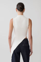 Suong High Neck Gathered Top - White